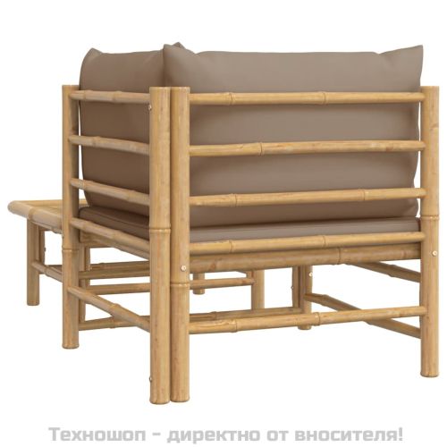 Градински комплект със светлосиви възглавници 2 части бамбук