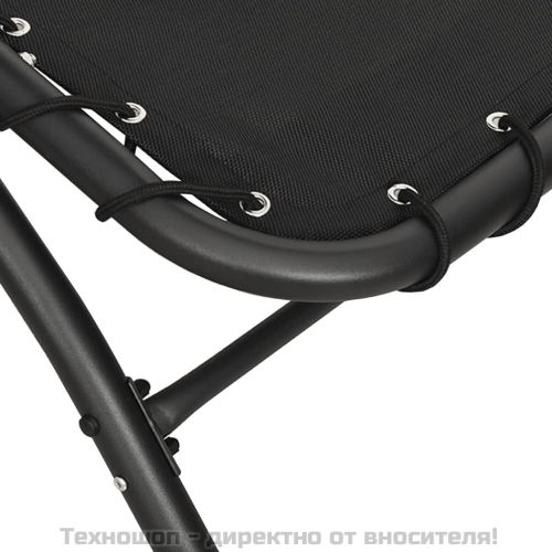 Шезлонг със сенник, черен, 167x80x195 см, текстил и стомана