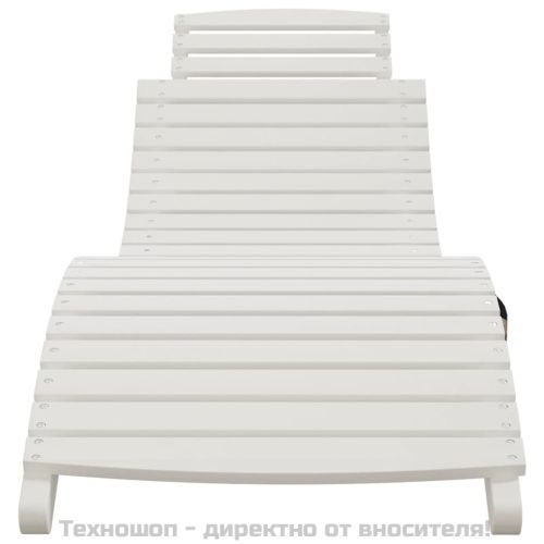 Шезлонг, бял, 184x55x64 см, акациево дърво масив