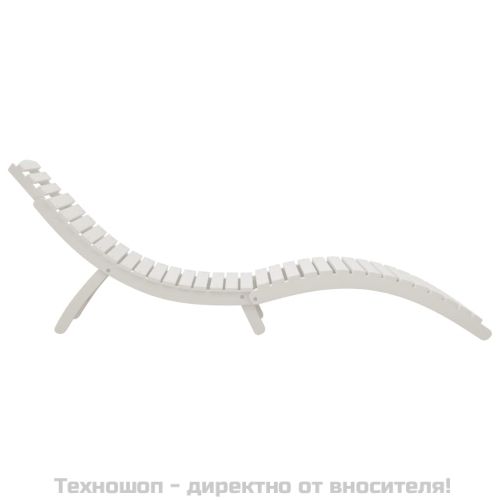 Шезлонг, бял, 184x55x64 см, акациево дърво масив