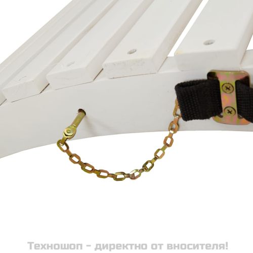 Шезлонг, бял, 184x55x64 см, акациево дърво масив