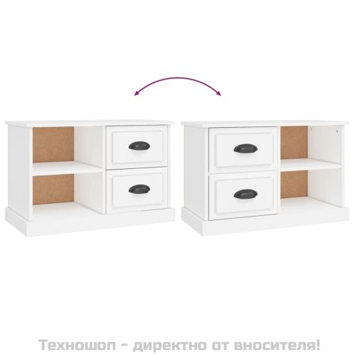 ТВ шкаф, бял, 73x35,5x47,5 см, инженерно дърво