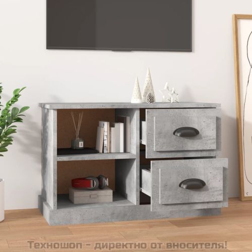 ТВ шкаф, бетонно сиво, 73x35,5x47,5 см, инженерно дърво