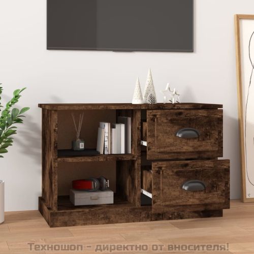 ТВ шкаф, опушен дъб, 73x35,5x47,5 см, инженерно дърво