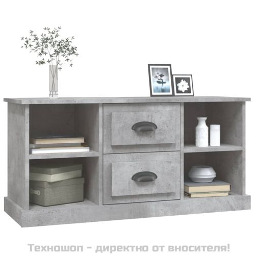 ТВ шкаф, бетонно сив, 99,5x35,5x48 см, инженерно дърво
