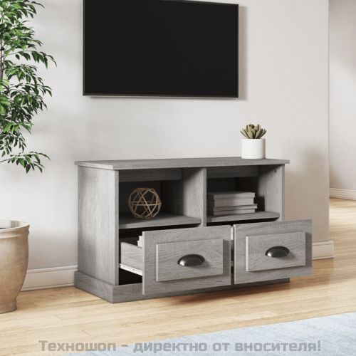 ТВ шкаф, сив сонома, 80x35x50 см, инженерно дърво