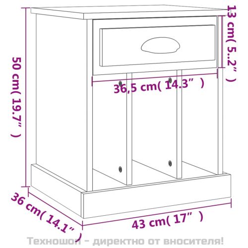 Нощно шкафче, черно, 43x36x50 см