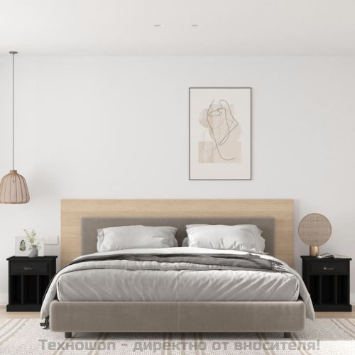 Нощни шкафчета, 2 бр, черен, 43x36x50 см