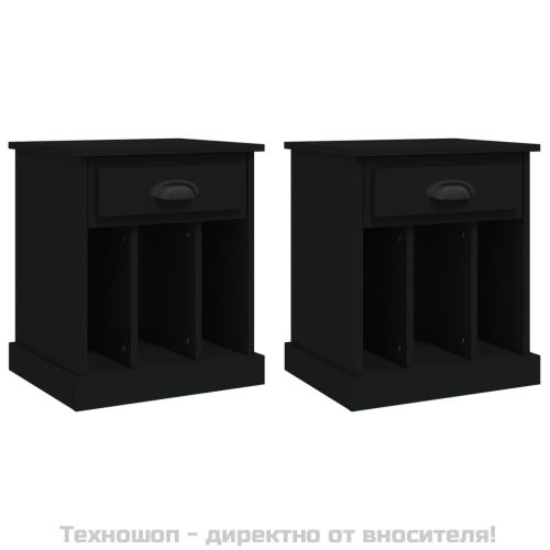 Нощни шкафчета, 2 бр, черен, 43x36x50 см