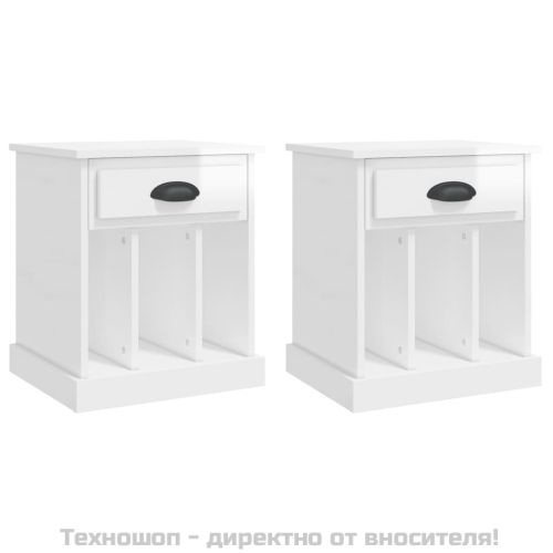 Нощни шкафчета, 2 бр, бял гланц, 43x36x50 см