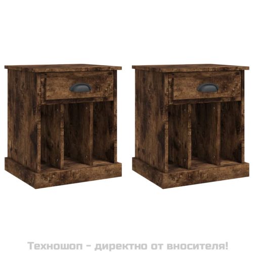 Нощни шкафчета 2 бр опушен дъб 43x36x50 см