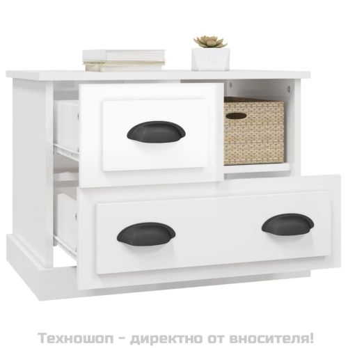Нощно шкафче, бял гланц, 60x39x45 см