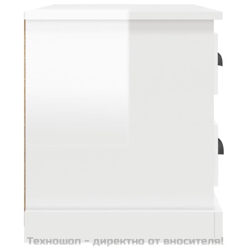 Нощно шкафче, бял гланц, 60x39x45 см