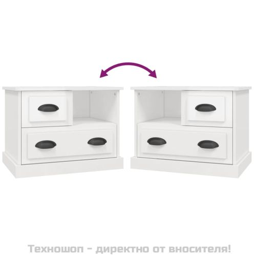 Нощно шкафче, бял гланц, 60x39x45 см