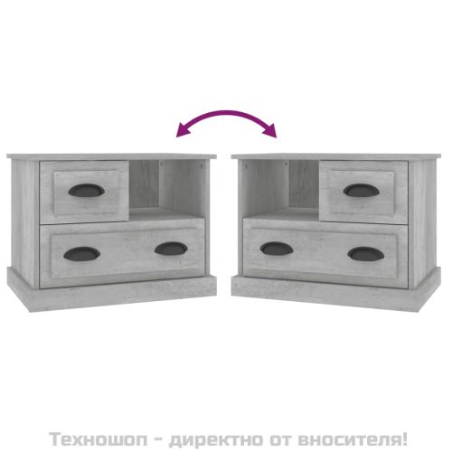 Нощно шкафче, бетонно сиво, 60x39x45 см