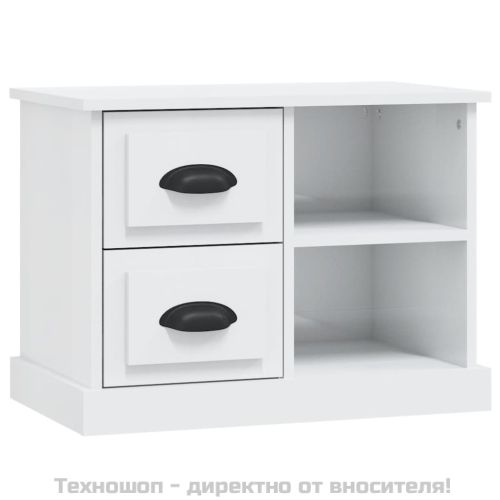 Нощно шкафче, бял гланц, 60x35,5x45 см