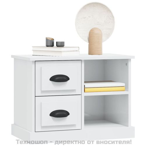 Нощно шкафче, бял гланц, 60x35,5x45 см