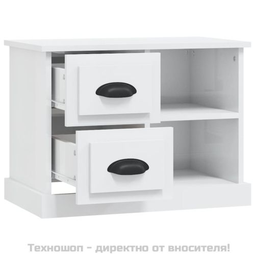 Нощно шкафче, бял гланц, 60x35,5x45 см