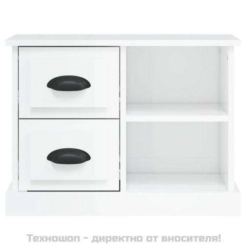Нощно шкафче, бял гланц, 60x35,5x45 см