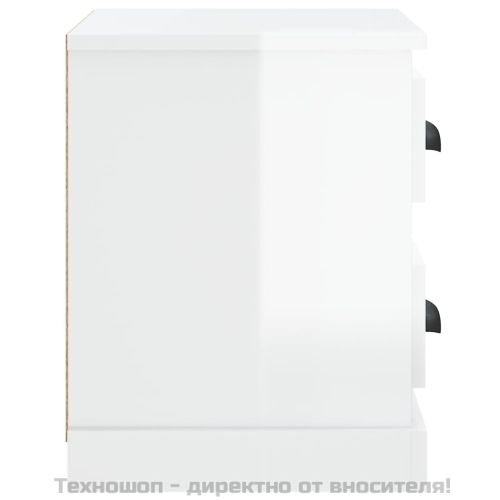 Нощно шкафче, бял гланц, 60x35,5x45 см