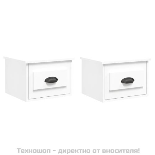 Нощни шкафчета за стенен монтаж, 2 бр, бели, 41,5x36x28 см