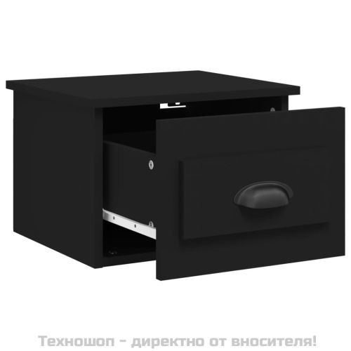 Нощно шкафче за стенен монтаж, черно, 41,5x36x28 см