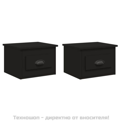 Нощни шкафчета за стенен монтаж, 2 бр, черни, 41,5x36x28 см