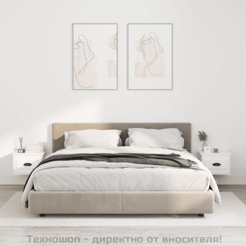 Нощни шкафчета за стенен монтаж, 2 бр, бял гланц, 41,5x36x28 см
