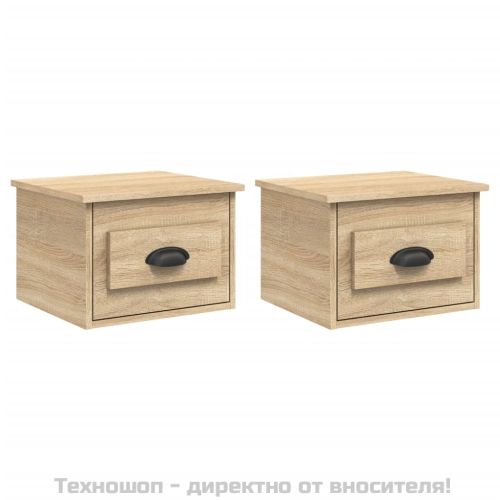 Нощни шкафчета за стенен монтаж 2 бр сонома дъб 41,5x36x28 см
