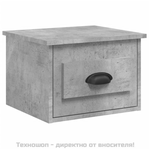 Нощно шкафче за стенен монтаж, бетонно сиво, 41,5x36x28см