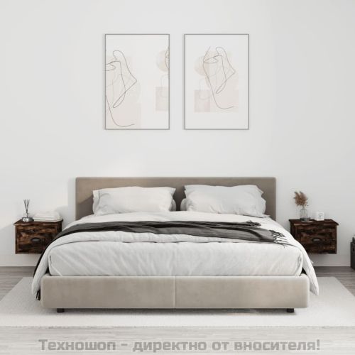 Нощни шкафчета за стенен монтаж, 2 бр, опушен дъб, 41,5x36x28см