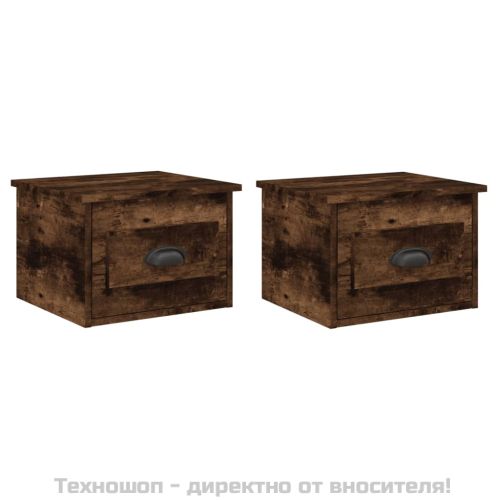 Нощни шкафчета за стенен монтаж, 2 бр, опушен дъб, 41,5x36x28см