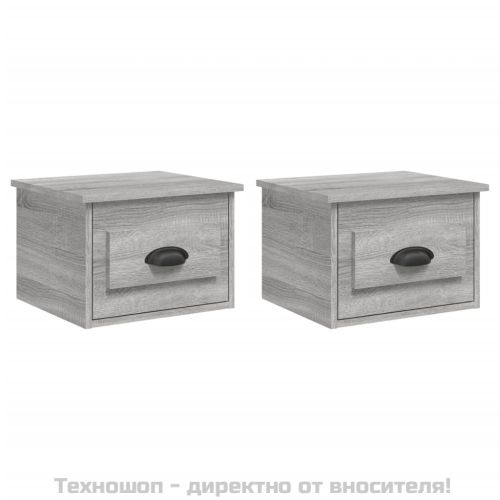 Нощни шкафчета за стенен монтаж, 2 бр, сив сонома, 41,5x36x28см
