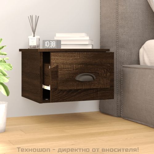 Нощно шкафче за стенен монтаж, кафяв дъб, 41,5x36x28 см