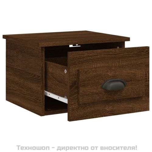 Нощно шкафче за стенен монтаж, кафяв дъб, 41,5x36x28 см