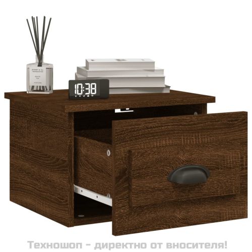 Нощни шкафчета за стенен монтаж, 2 бр, кафяв дъб, 41,5x36x28см