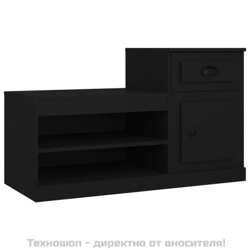Шкаф за обувки, черен, 100x42x60 см, инженерно дърво
