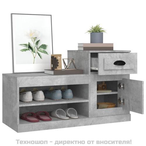 Шкаф за обувки, бетонно сив, 100x42x60 см, инженерно дърво