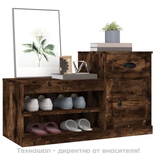 Шкаф за обувки, опушен дъб, 100x42x60 см, инженерно дърво