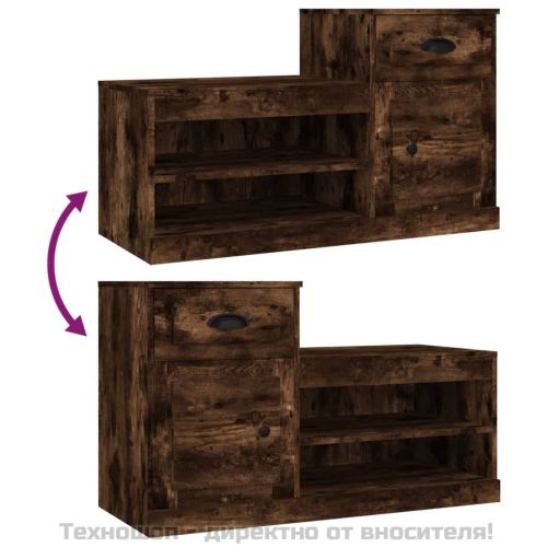 Шкаф за обувки, опушен дъб, 100x42x60 см, инженерно дърво