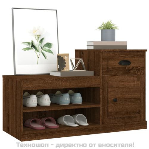 Шкаф за обувки, кафяв дъб, 100x42x60 см, инженерно дърво