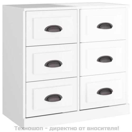 Сайдборд, бял гланц, 70x35,5x67,5 см, инженерно дърво