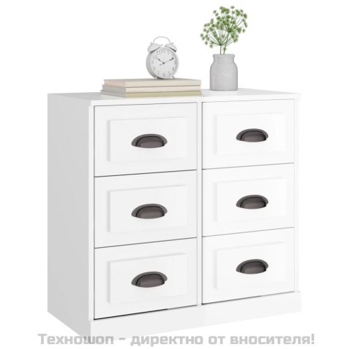 Сайдборд, бял гланц, 70x35,5x67,5 см, инженерно дърво