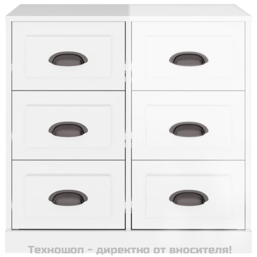 Сайдборд, бял гланц, 70x35,5x67,5 см, инженерно дърво