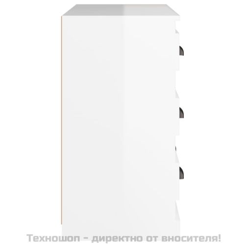 Сайдборд, бял гланц, 70x35,5x67,5 см, инженерно дърво