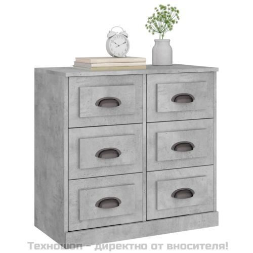 Сайдборд, бетонно сив, 70x35,5x67,5 см, инженерно дърво