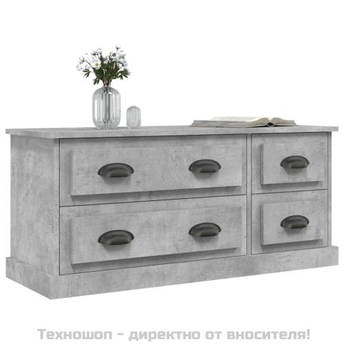 ТВ шкаф, бетонно сиво, 100x31,5x45 см, инженерно дърво