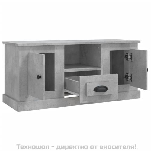 ТВ шкаф, бетонно сиво, 100x31,5x45 см, инженерно дърво
