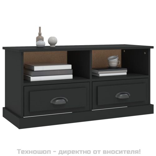 ТB шкаф, черен, 93x35,5x45 см, инженерно дърво