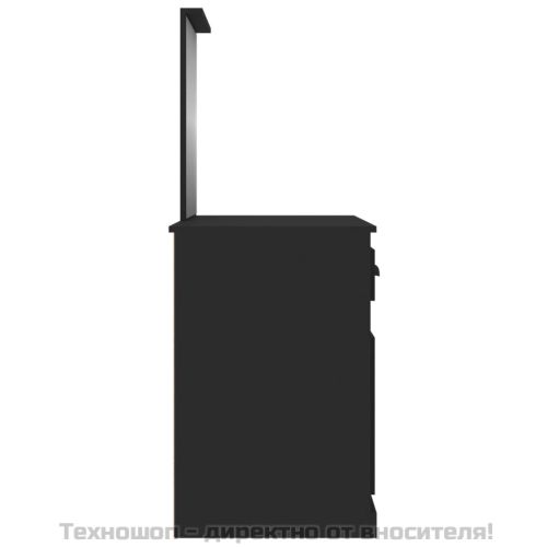 Тоалетка с огледало, черна, 90x50x132,5 см, инженерно дърво